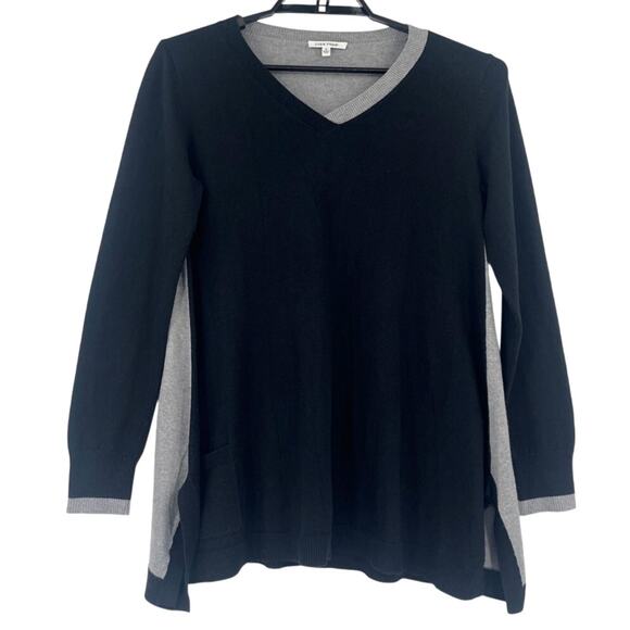 Lisa Todd Cashmere Blend Colorblock Sweater Sz S Preppy Quiet Luxury Oversize - Picture 1 of 10